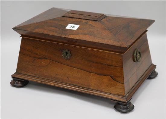 Regency rosewood tea caddy W.37cm x D.24cm